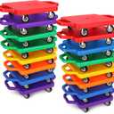 Deekin 16 Pieces Scooter Boards with Handles - Plastic Caster Sitting Scooter for Kids Indoor or Outdoor Physical Activities, Sports and Play Equipment