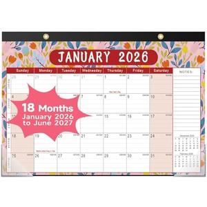 Timart Desk Calendar 2026-2027, 18-Month Calendar from Jan 2026 to June 2027, Large 17" x 12" Desktop Wall Monthly Calendar For Home School, Office(Floral) 2pcs