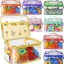 8 Pack Extra Large Clear Toy Storage Bags with Zippers & Labels, Reusable PVC Transparent Waterproof Toy Organizer Bags for Board Game Storage, Building Blocks, Puzzle, Dolls (Colorful)