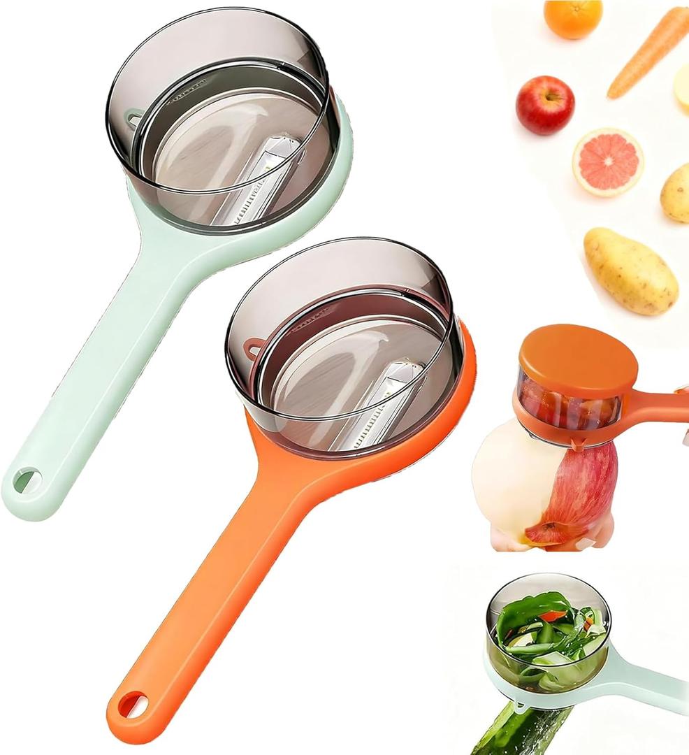 Peeler with Container - New with Box Storage Kitchen Special FruitpeelerVegetable Peeler with Storage Box, Double-Sided Stainless Steel Multi-function Peeler for Home Kitchen (2 PCS Mix)