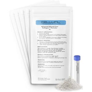Cellufil Collagen Particles for Advanced Wound Care - Box of 5 Vials - 100% Non-Hydrolyzed Bovine Collagen for Tissue Regeneration, First Aid & Minor Bleeding