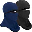 Fleece Balaclava Ski Mask with Nose Wire, 2-Pack Winter Full Face Mask Hood Thermal Neck Cover for Skiing Cycling Running (Medium-XX-Large, Black & Navy Blue)