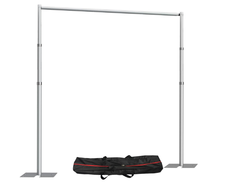 10x 8.6ft Pipe and Drap Backdrop Stand Kit ,Heavy Duty Adjustable Frame Backdrop Stand With Flat Base,Carry Bag for Event, Birthday Party, displays and Wedding Decoration.