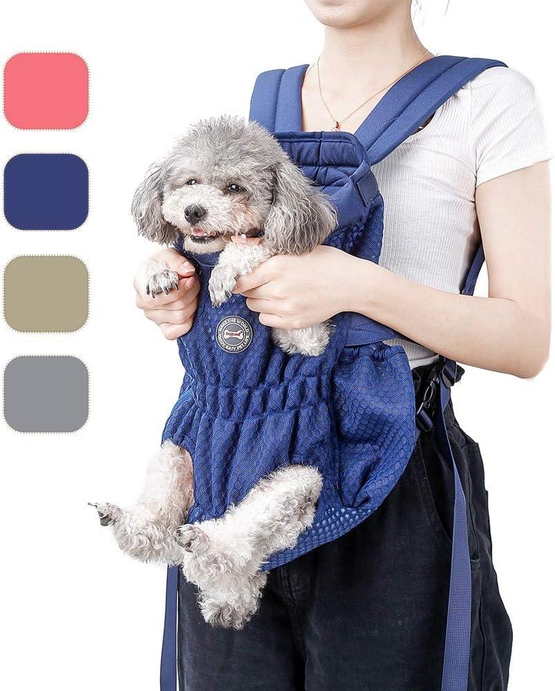 Dog Carrier Backpack, Pet Front Carrier Backpack Legs Out Dog Chest Carrier for Small Medium Dogs, Hands-Free Cat Backpack Carrier Dog Travel Backpack Airline Approved Hiking Bike Motorcycle (Upgraded-Blue) One Size