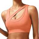 RUNNING GIRL Sports Bras for Women High Support,Seamless Ribbed Longline High Neck Sports Bra Racerback Padded Crop Top Yoga Large