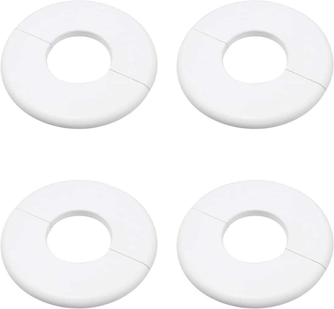 Wall Split Flange Escutcheon Plate for 1.7 Inch Pipe 4Pcs White, ABS Round Hole Cover, 4.13 Inch Self-Adhesive Pipe Cover, Water Pipe Wall Hole Decoration for Laundry Bathroom Kitche