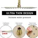 16 Inch Rainfall Shower Head, BSTIIU Stainless Steel Round Shower Head, Extra Large Ceiling Mount Shower Heads, Brushed Gold