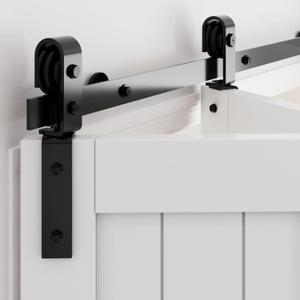 WINSOON 36" Bifold Barn Door Hardware: Smooth Quietly Bi-fold Sliding Door Hardware for 32" Closet Doors - Black Folding Track Kit Easy to Install - Bi Fold Barn Door Hardware Kit