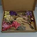 11 Kinds of Dried Flowers for Crafts Bulk DIY Natural Multi-color Dried Pampas Grass Lavender Forget Me Not Babys Breath with Stems Dry Flower Bouquets with Hemp Rope for Home Decor Floral Arrangement (Various Series)