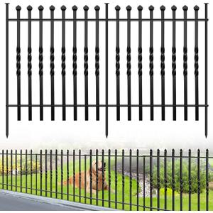 10 Panels Decorative Garden Fence, 32in(H)24Ft(L) Heavy Duty Twist Outdoor Dog Fence Rustproof Metal Square Tube No Dig Animal Barrier Border Fencing for Temporary Yard Patio Landscape
