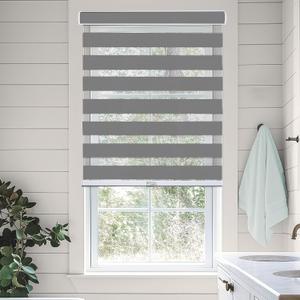 CHICOLOGY Zebra Blinds Cordless Window Shades, Dual Layer Light Filtering Roller Shades for Windows, Sheer Privacy Striped Fabric, Easy Install, 30" W x 72" H, Basic Slate