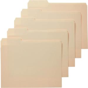 Amazon Basics File Folders with Tabs for Filing, 1/3-Cut Tab, Assorted Positions, 8.5x11 inches, Letter Size, Manila, Pack of 100