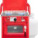 Hike Crew Outdoor Gas Camping Oven w/Carry Bag | CSA Approved Portable Propane-Powered 2-Burner Stove & Oven | Auto Ignition, Overheat Safety Shutoff, Built-In Thermometer | Hose & Regulator Included