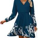MixShe Summer Dresses for Women 2025 Wedding Guest Dress Fall Fashion Italian Outfits Elegant Classy Homecoming Clothing Plus Size Beach Vacation Clothes (Blue Floral , XL)