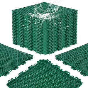 24 Pcs 12 x 12 in Basketball Court Tiles Non Slip PP Drainage Mat | Interlocking Sport Floor Tiles for Tennis Court Drain Deck Pool Patio Shower Kitchen Garage Poach