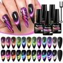 MTSSII Cat Eye Magnetic Nail Polish Set, 12 Colors - Purple, Green, Pink, Blue - UV Nail Gel Polish with 1 Magnet for DIY Manicure at Home