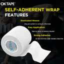 2 x OK TAPE 12 Rolls Self Adhesive Bandage Wrap, Elastic Athletic Tape, Self Stick Bandage Tape, Vet Wrap, Medical Wrap for Wrist, Feet, 2" x 5 Yards - White