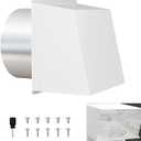 8" Dryer Vent Cover Outside, Hooded Dryer Wall Vent with Screen and Damper, Heavy Duty Exterior Vent Cover for Dryer Vent Kitchen Range Hood Outdoor Air Exhaust (8 Inch-White)