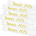 6PCS Senior 2025 Sash, Gold Glitter White Finally Graduated 2025 Senior Cheerleader Sashes for Graduation Party Decorations Supplies