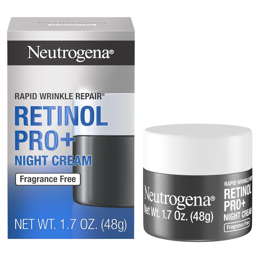 Neutrogena Retinol Pro+ Anti-Wrinkle Night Moisturizer, Rapid Wrinkle Repair, Anti-Aging Face & Neck Cream, Formulated without fragrance, parabens, dyes, & phthalates, Retinol, 1.7 Oz