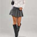 Floerns Women's Lace V Neck T Shirts Long Sleeve See Through Going Out Tee Tops (White) M