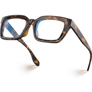 VISOONE Chunky Square Blue Light Blocking Glasses with Anti Computer Glare for Working Women Men MONTANA (Coco Tortoise)