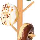 Bamboo Donut Stand Bagel Stand, 13 Inch Donut Holder Display 12 Donuts, Bagel Tower Stand for Dessert Table, Reusable Doughnut Holder for Birthday Wedding Christmas Party Decoration (Round)