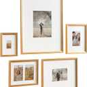 Kate and Laurel Adlynn Traditional Picture Frame Set, Set of 5, Varying Sizes, Vintage Gold, Classic Wall Frame Set Collection with Hanging Template for Gallery Wall Picture Frame Display