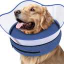 Supet Raised Inflatable Dog Cone Alternative Collars for After Surgery, Dog Donut Collar After Surgery, Soft Pet Cone for Dogs to Stop Licking, L, Neck 12"-16", Navy