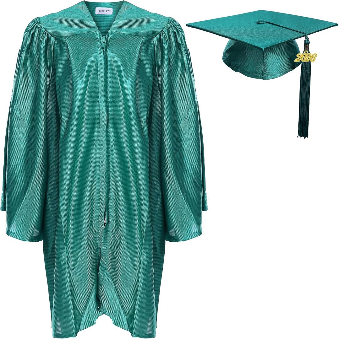 Newrara Unisex Shiny Kindergarten Graduation Gown Cap with Tassel (Green)