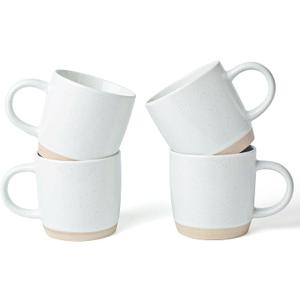 famiware Coffee Mugs for 4, 13 oz Mug Set, Dringking Cup with Handle for Coffee, Tea, Cocoa, Milk, Milkyway serise, White