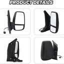 Passenger Side Mirror,Mirror Compatible with 2015-2025 Ford Transit 150 250 350 350 HD,Transit Side View Power Glass Towing Without Signal Light Non Heated,Black(Short Arm)