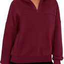 PRETTYGARDEN Womens Hoodies Cropped Fleece Sweatshirts 2025 Fall Fashion Quarter Zip Pullover Long Sleeve Tops Winter Clothes (X-Large, Burgundy)