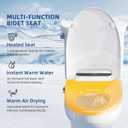 Heated Bidet Toilet Seat Elongated with LED Display & Remote Control - Smart Soft Close Toilet Seat Electric Bidet with Dryer, Warm Water, Feminine Wash, Self-Cleaning Nozzle, IPX4, White