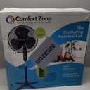 Comfort Zone Electric Oscillating Pedestal Fan, Stand Fan, 16 inch, 3 Speed, 90 Degree Oscillating Head, Adjustable Height and Tilt, Airflow 7.48 ft/sec, Ideal for Home, Bedroom & Office, CZST161BTEBK (Black)