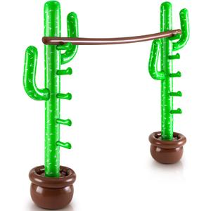 Threan Inflatable Cactus Limbo Game for Kids Adults Summer Party Games Fun Carnival Limbo Stick Engage Your Guests Inflatable Decoration for Pool Beach Outdoor Party
