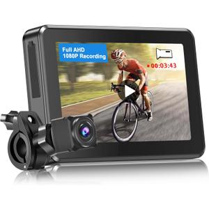 PARKVISION Bicycle Rear View Camera Recorder, 1080P Handlebar Bike Camera with 4.3'' HD Monitor, 110 Angle View, Night Vision, Backup/Front View Camera for Mountains,Ebikes