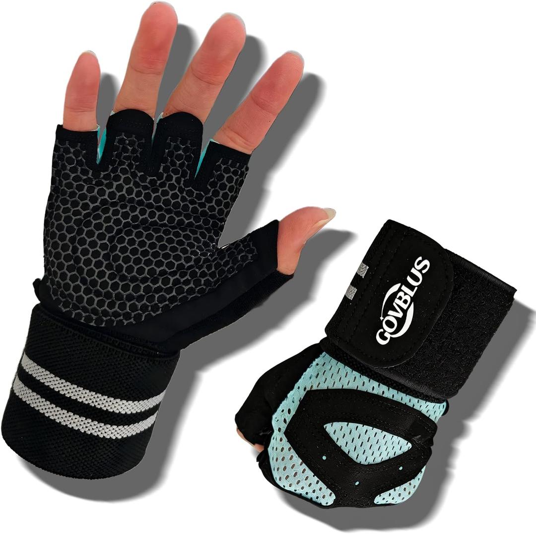 Workout Gloves for Men and Women,Gym Gloves for Weight Lifting with Wrist Support,Exercise,Rock Climbing, Biking,Training,Fitness,Pull up,Fingerless, Breathable and Snug fit