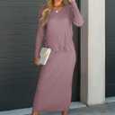 ANRABESS Women's 2 Piece Outfits Sweater Skirt Sets Casual Long Sleeve V Neck Ribbed Knit Tops Midi Dress 2025 Fall Fashion Light Purple Small (S)