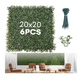 6 Pack 20"x20"Grass Wall Panels-Artificial Boxwood Panels for Greenery Wall Backdrop,UV-Protected Greenery Wall Backdrop Faux Greenery for Indoor Outdoor Decor,Garden Fence,Wedding,Privacy Screen