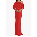 One Shoulder Elegant Formal Wedding Guest Mother of Bride Dresses Satin Evening Long Party Gown HD270(Size 4)