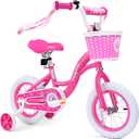 bicystar Princess Girls Bike 12-18 Inch with Training Wheels, Ages 3-8 Pink