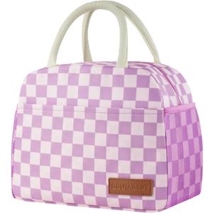 douyadady Lunch Bag Women/Men Lunch Box Women/Men (Purple+Pink Checkerboard)