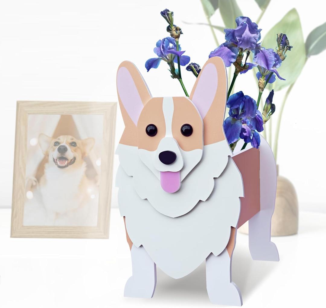 Corgi Dog Planter, Cute Animal Shape Flower Planters, Plant Pots for Indoor/Outdoor Garden Decor, Unique Gifts/Souvenirs for Pet Lovers
