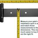 T-Strap Gate Hinges 12 in, Heavy Duty Tee Hinge, T-Door Hinges, 180 Opening Gate Strap Hinges, Black Wrought Hardware for Wooden Fences, Yard,Barn Door, Shed Doors,2 Pcs(Patent Pending)