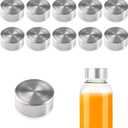 INCREWAY 12Pcs Stainless Steel Lids, Replacement Bottle Caps for Wide Mouth Glass Containers with Dia 1.5in, Replacement Lids for Kitchen Storage Water Juice Beverage Drink Bottles (Silver)