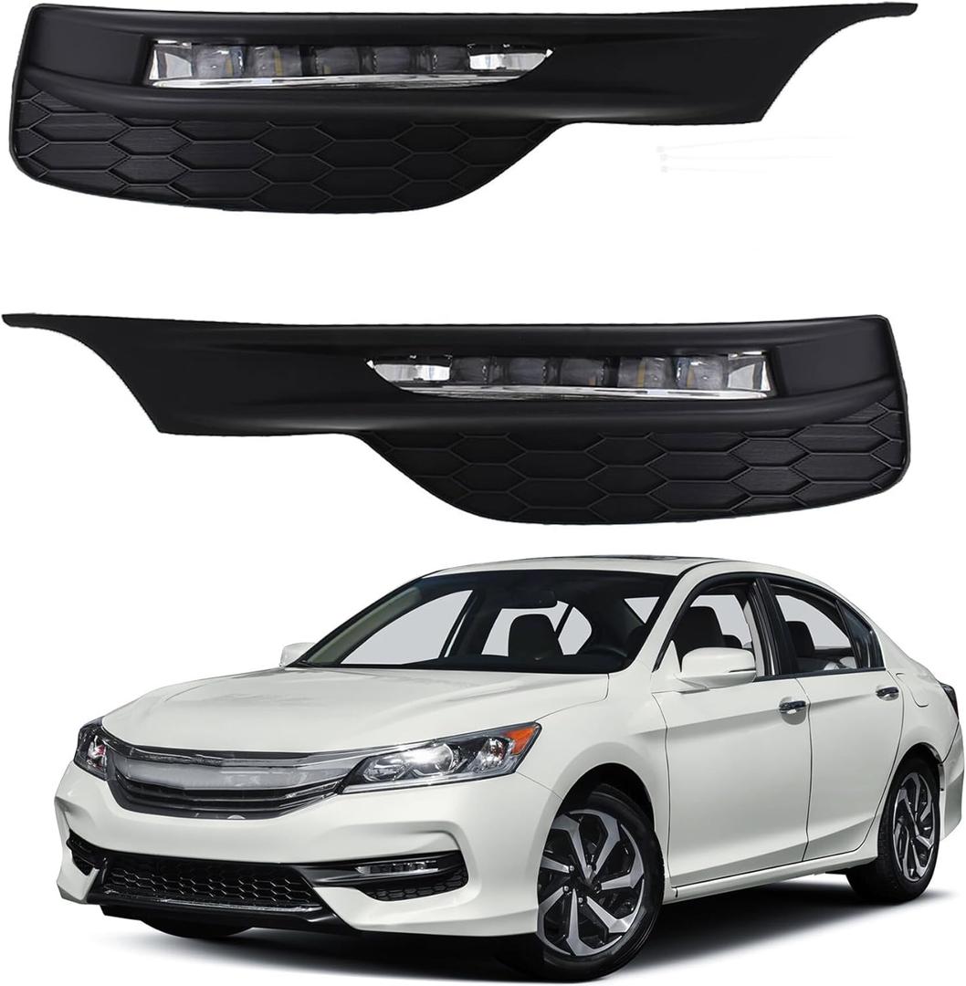Fog Lights Assembly Replacement for Ac-cord Sedan 2016-2017 4-Door with Wiring Harness & Switch (Left and Right Side)