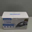 IRONDAY Steam Iron for Clothes Rapid Heating, 1700W Iron Burst of Steam, Non-Stick Ceramic Soleplate, Auto shutoff, Anti-Drip, Self-Cleaning, 10.14oz Water Tank Ironing Clothes for All Fabrics, Grey