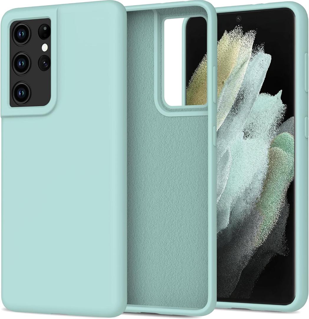 bemal for Samsung Galaxy S21 Ultra Case - Smooth Silky Liquid Silicone - Slim Fit Soft Microfiber Lining - Designed for Women and Girls - Shockproof Protective Phone Cover 6.8"- Light Blue