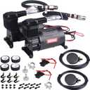 2PCS 150PSI Heavy Duty Air Train Horn/Air Ride Suspension Compressor 3/8NPT 12V for Car Horns/Pneumatic Suspension Systems/Pneumatic Tools/Car Tires Black